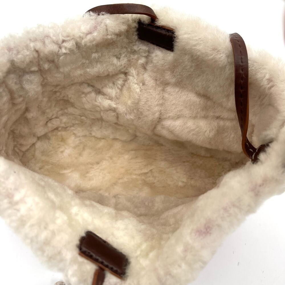 Michael Kors fuschia Suede authentic shearling  Shoulder MINI Bag leather handle - Picture 7 of 9